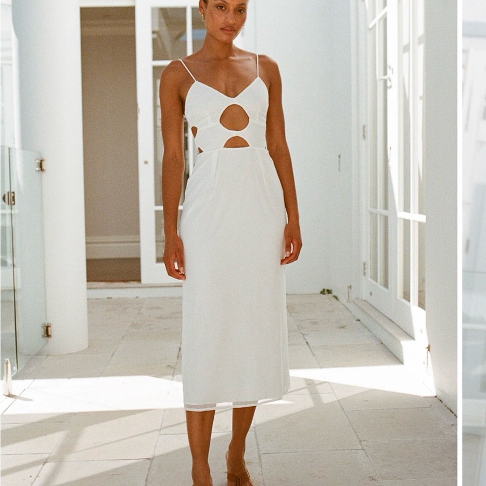 Sabo Skirt White Cut-Out Midi Dress